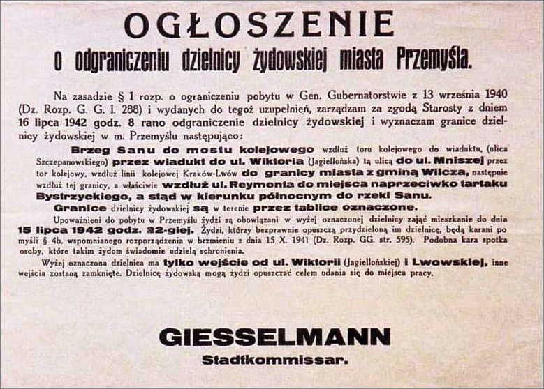 German announcement of the closing of the ghetto in Przemysl
